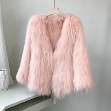 

Candy Color Real Raccoon Fur Double-sided Woven Coat Jackets Female Women Genuine Fur V-neck Thick Outwear Fashion Clothe Winter