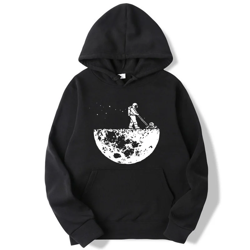 

Fashion brand men's hoodie Astronauts clean up the moon print casual Harajuku Fleece Hoodie Hip Hop Hooded Hoodies sweatshirt
