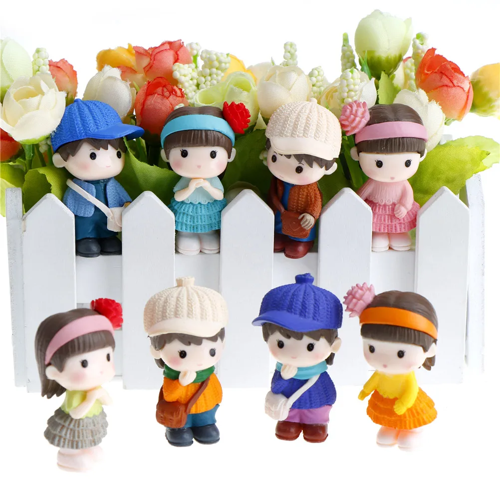 Sweety Lovers Couple Figurines Miniatures Fairy Garden Gnome Moss Terrariums Resin Crafts Decoration Accessories 1Pair/2PCS