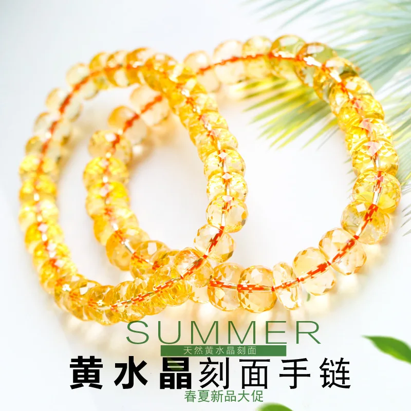 

Genuine Natural Yellow Citrine Gemstone Bracelet 7mm Clear Faceted Abacus Beads Women Wealthy Stone Best AAAAA