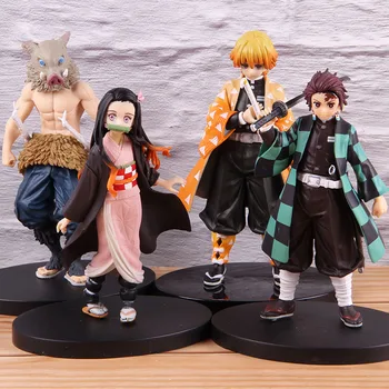 

6pcs Kimetsu Anime Figure Tanjirou Kamado Nezuko Inosuke Hashibira Agatsuma Zenitsu PVC Collect Action Figure Children Toys 14cm