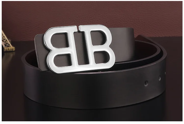 Men's Belts Luxury Brand Genuine Leather Strap Black for Mens Designer Brand High Quality Letter B Buckle Alloy Man Waistband genuine leather belt