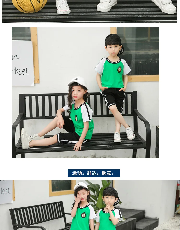 Kindergarten Suit Summer Wear New Style Children Business Attire Summer Short Sleeve Sports Set Summer Young STUDENT'S Scho