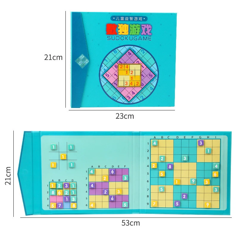 Children's digital game chess nine-square lattice Sudoku puzzle magnetically filled digital wooden puzzle children's toys 4