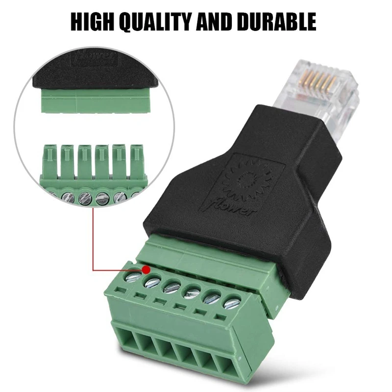 Горячий адаптер разъем Ethernet Rj12 6P6C штекер к винтовой клемме 6 Pin сплиттер с щитом клеммы 6 Pin винтовые клеммы