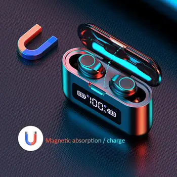 

F9 Wireless Headphones Bluetooth 5.0 Earphone Digital Display Touch 2 Generation Invisible In-ear Sports Running Headset