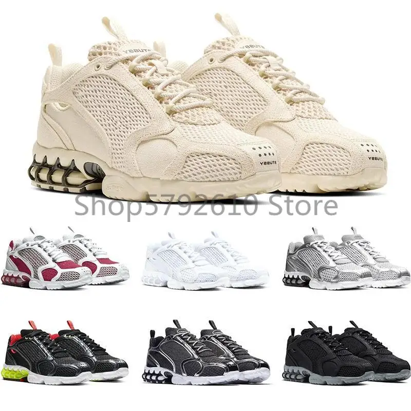 

Stussy Zoom Spiridon Caged Men Running Shoes Triple White Black Grey Metallic Silver Varsity Red Mens Womens Sneakers Sports