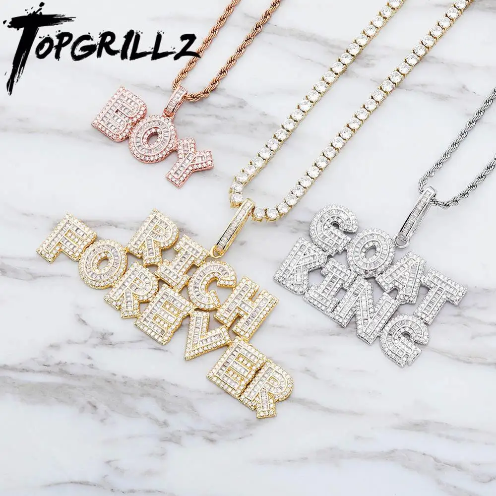 Pendant Necklace Fashion Jewelry Name Cubic-Zirconia-Pendant Topgrillz Custom Iced Out