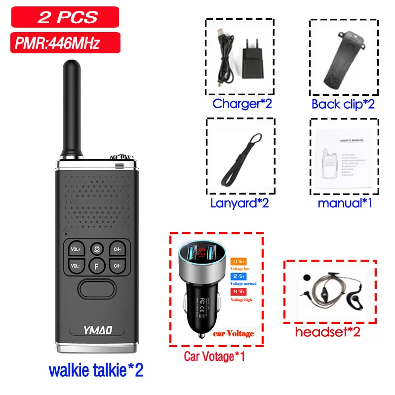 2 шт.) YMAO Walkie Talkie uhf PMR446 PRS462 Портативный радиоприемник, мощный рация, фонарик, КВ трансивер - Цвет: 2 PCS CE