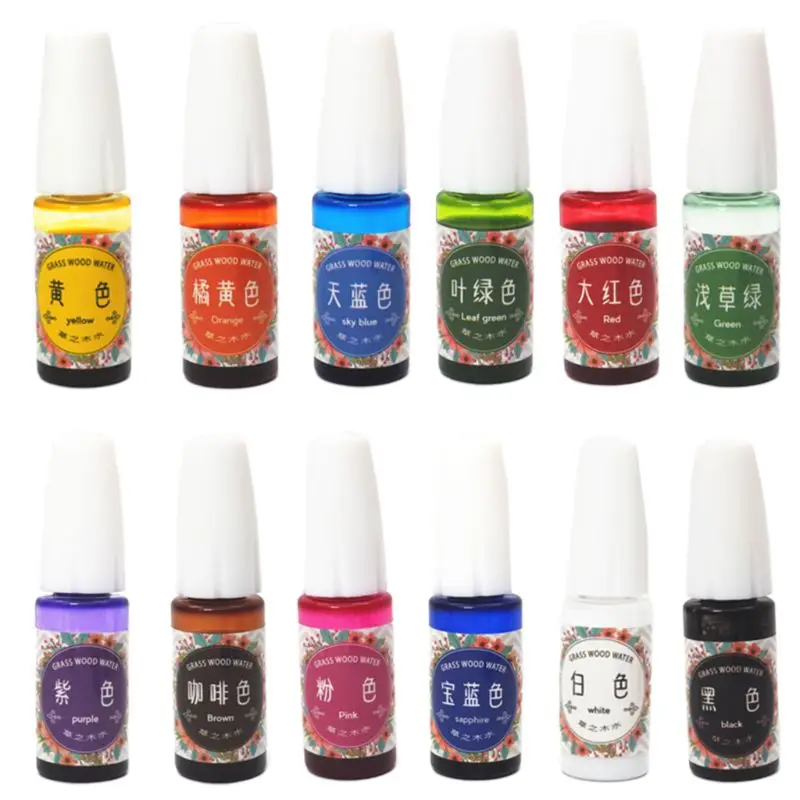 

12 Pcs/set Gem Water Staining 3 Generations Color Fine DIY Jewelry Making Accessories Epoxy Pigment Colorful Oily Dye