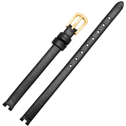 Elegant Ultrathin Leather Watch Band with Pin Buckle - 12 (Black gold)