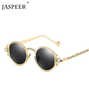 

JASPEER Round Vintage Sunglasses Women 2019 Men Oval Retro Sunglasses Steampunk Mens Sunglasses Brand Designer Small Eyewear