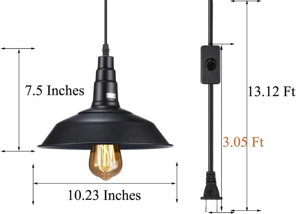 Промышленный подвесной светильник с вилкой E26 E27, цоколь 5 м, винтажный подвесной светильник с вилкой, светильник для гостиной, спальни