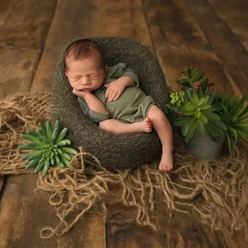 

Newborn Photography Prop Chunky Burlap Layer Net Hessian Jute Backdrop Blanket