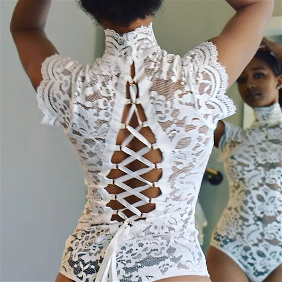 Женские обтягивающие уличные боди из кусков с вырезами, дизайн с кружевом, прозрачные комбинезоны с открытой спиной
