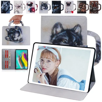 

Case for Samsung Galaxy Tab S5e 10.5 T720 T725 Printed Card Tablet Flip Leather Wallet Case Shell Tablet Cover Handle Stand Case