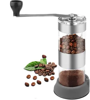 

Mini Stainless Steel Handmade Visible Coffee Grinder Hand Manual Adjustable Silver Ceramic Coffee Bean Burr Grinders Mill