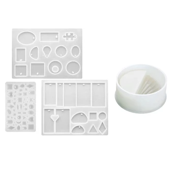 

4 Pcs Silicone Casting Molds:3 Pcs Pendant Making Moulds With Hanging Hole & 1 Pcs Round Stair Mold