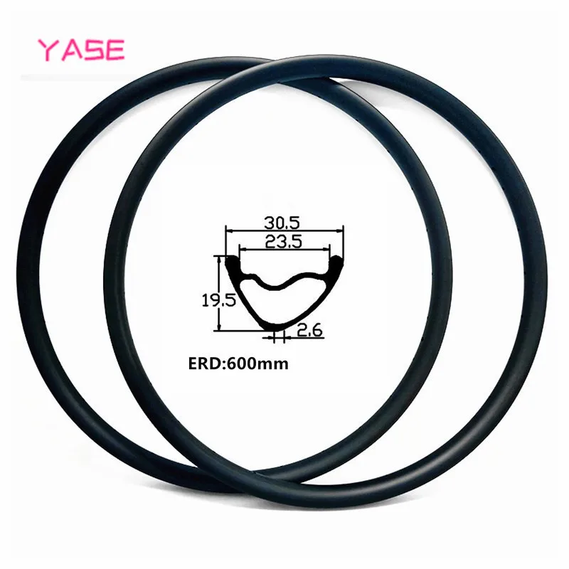 

YASE 29er carbon mtb disc rim 30.5x19.5mm asymmetry tubeless bicycle wheel carbon disc mtb rims ERD 600mm 320g