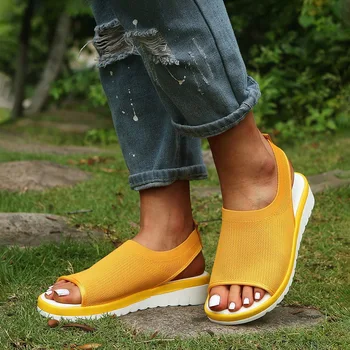 

2020 Fashion Women's Mesh Breathable Comfortable Shoes High Quality Ladies Hollow Out Casual Wedges Shoes Large Size 43