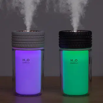 

250ml Tires Shape Portable Mini USB Ultrasonic Air Humidifier Aroma Diffuser with Led Light for Home and Car Use