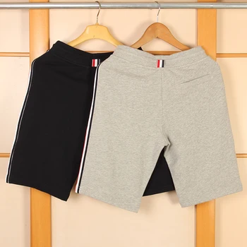 

Fashion THOM 2020 TB Brand summer Casual Shorts Men CottonSports Trousers women Striped Knee Length Jogger Track Pants male