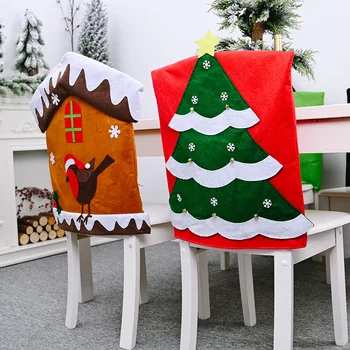 

2020 New Christmas Decoration Non-woven Chair Cover Cartoon Chair Cover Stool Back Cover Christmas Chair Cover for Home