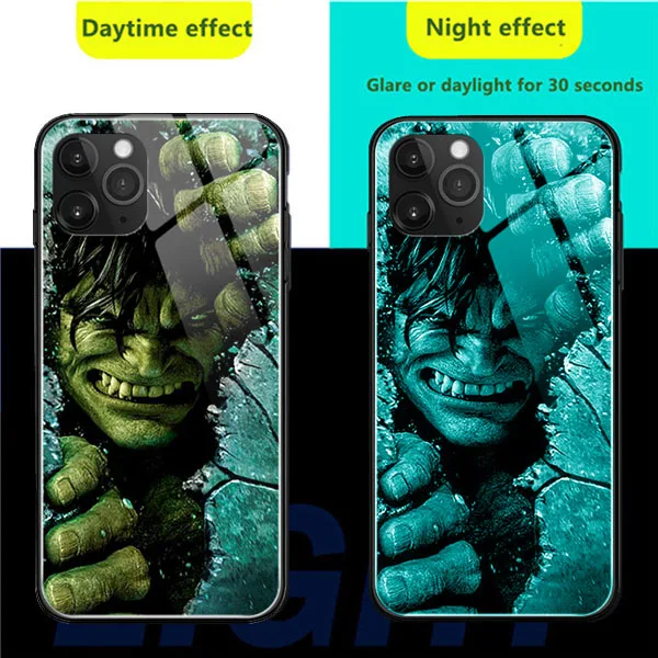 Lxuruy Наруто Саске светящийся чехол для телефона аниме для iPhone 11 Pro MAX 10X XS MAX XR 6 6s 7 8 Plus закаленное стекло задняя крышка - Цвет: Glass Case