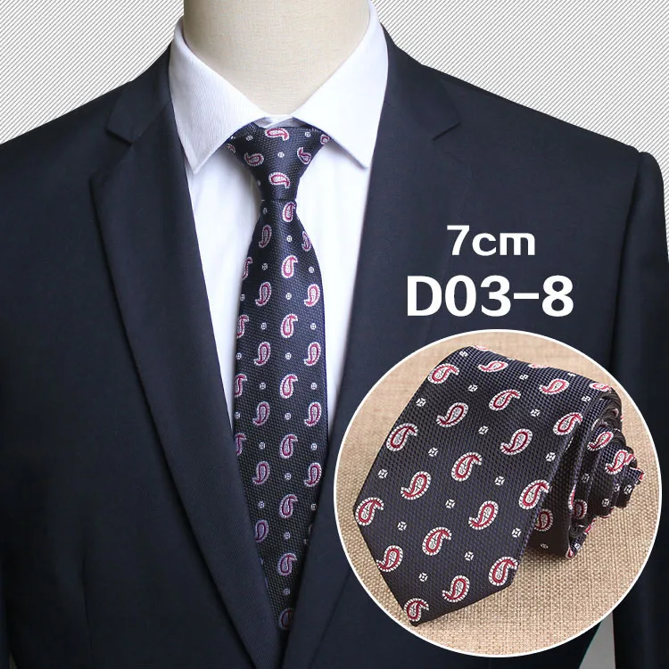 Новые Классические Стильные мужские галстуки на шею 7 см клетчатые полосатые галстуки для мужской формальный деловой роскошный свадебные галстуки - Цвет: D03-8