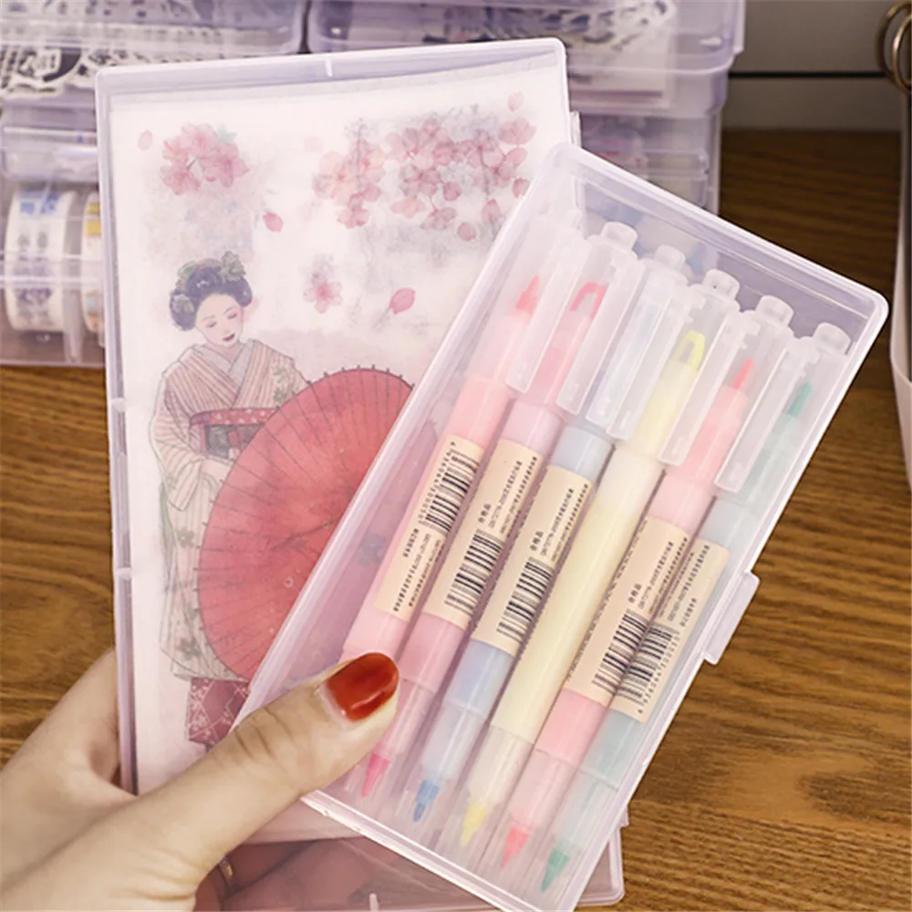 1/2pcs Desktop Stationery Organizer Pencil Box Washi Tape Stickers Storage Case Table Desk Organizer Box School Office Supplies 1/2pcs Desktop Stationery Organizer Pencil Box Washi Tape Stickers Storage Case Table Desk Organizer Box School Office Supplies