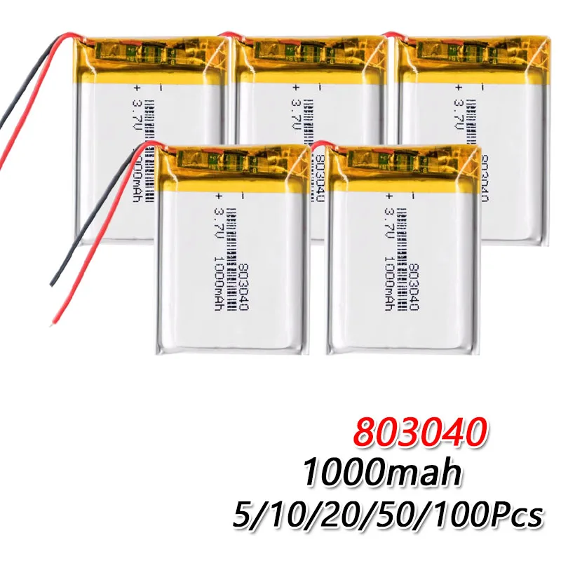 3 7 V 1000mAh 803040 литий полимерный ионный аккумулятор для MP4 MP5 GPS PSP Мобильный Карманный