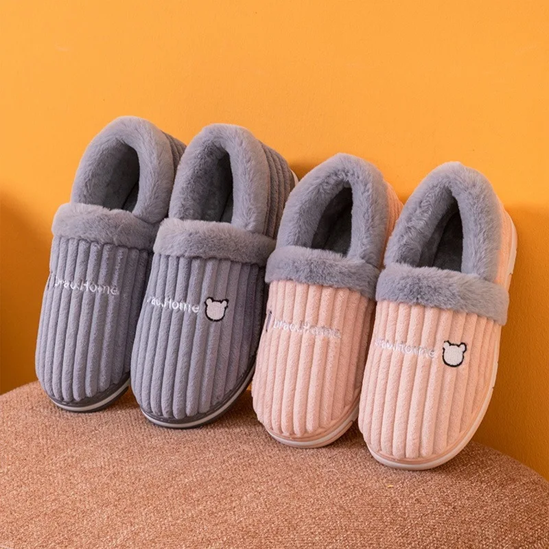 Women Slippers Winter House Cotton Shoes Female Non-Slip Bedroom Comfortable Flats Ladies Couple Indoors Soft Footwear New | Обувь