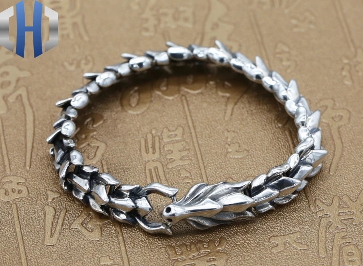 

925 Sterling Silver Men's Domineering Faucet Bracelet Thai Silver Retro Bone Chain Keel Chain Silver Chain