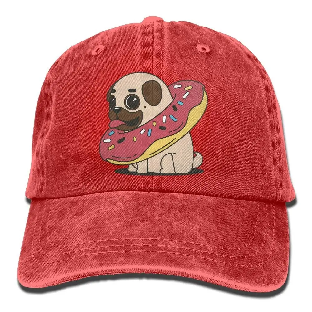 Мопс пончик джинсовая шляпа регулируемые мужские низкие бейсболки