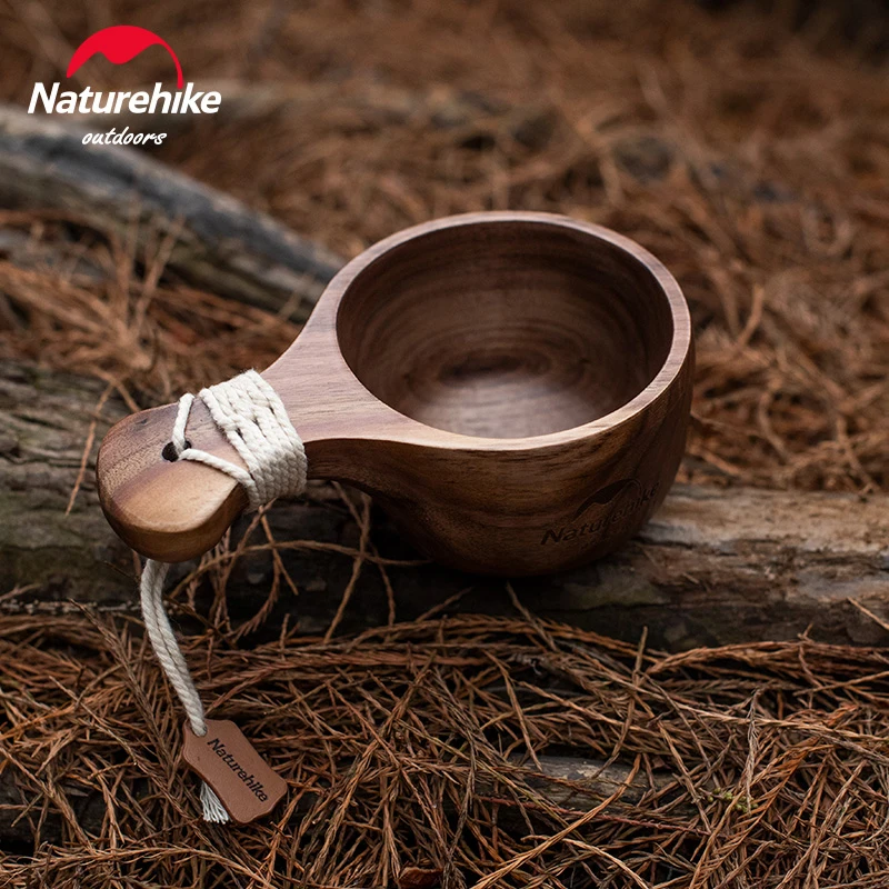 Naturehike 160g Ultralight Wooden Cup/Bowl Black Walnut Solid Wood Tableware 160ml Tea Cup Camping Equipment Picnic Accessories