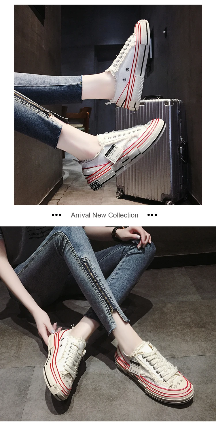 Trend Canvas Shoes Female Sponge Cake Thick-soled vulcanized Shoes Net red with Casual Retro Shoes Student Sports Shoes