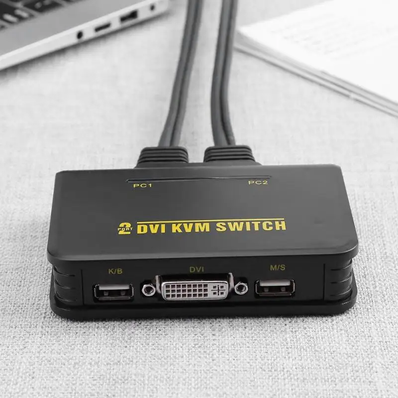 Двухпортовый USB 2,0 DVI KVM коммутатор аудио-видео кабель для монитора клавиатуры Профессиональный KVM переключатель компьютерные аксессуары