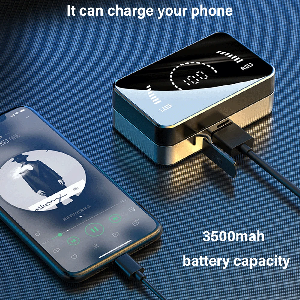 Metalbay Bluetooth наушники 3500 мАч зеркальный дизайн TWS 5 0 мини в ухо HD звонки гарнитуры