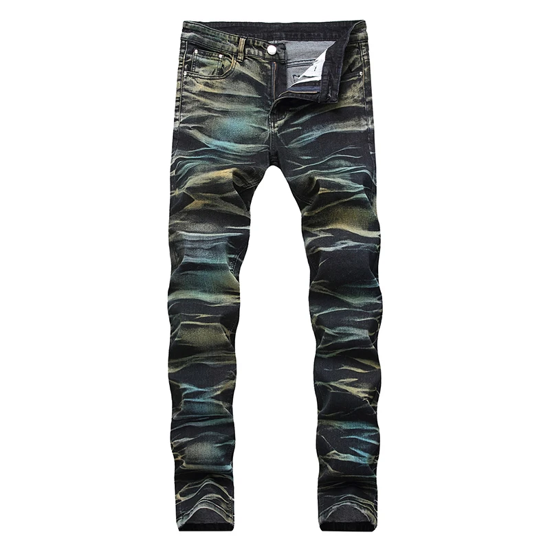 Джинсы новые роскошные мотоциклетные джинсы мужские рваные потертые прямые брендовые дизайнерские Джинсовые брюки Всесезонные брюки