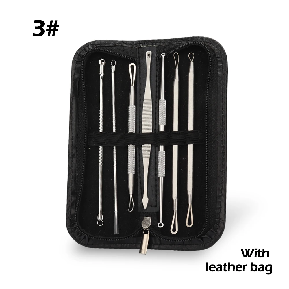 7pcs With leather 360 градусов Регулируемый профессиональный светодиодный сенсорный экран макияж зеркало светодиодный зеркало для макияжа набор игл для удаления угрей - Цвет: 7pcs With leather