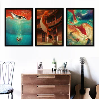 

Chinese Movie Big Fish & Begonia Poster Traditional Chinese Style Decorative Painting Cartoon Hanging Painting Anime Poster