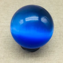Hot Vender ASIAN QUARTZ AZUL CAT EYE BOLA de CRISTAL ESFERA 80 PROFUNDO MM + SUPORTE