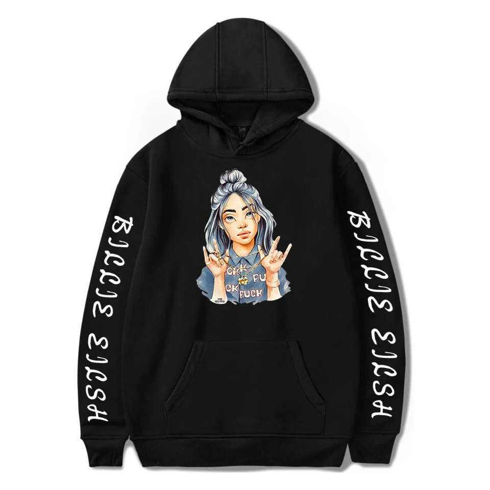 Billie Eilish/толстовки с капюшоном с логотипом; Мужская толстовка; пуловер больших размеров; сезон осень-зима; удобные теплые толстовки для мальчиков и девочек