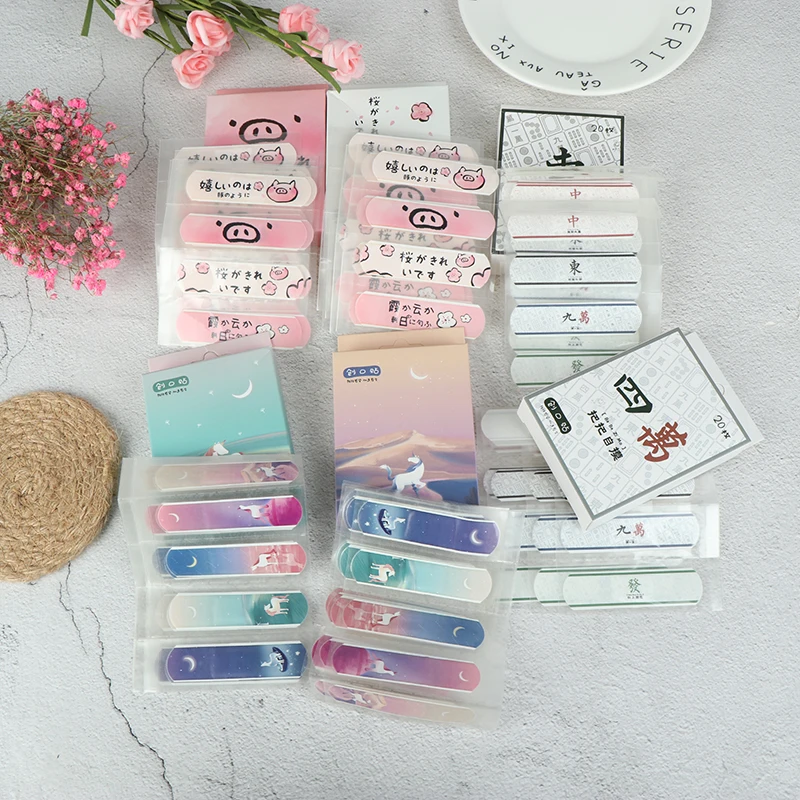 20PCs Kawaii Breathable Cartoon Band Aid Portable Outdoor Cute Adhesive Bandages First Aid Emergency Kit For Kids Adult