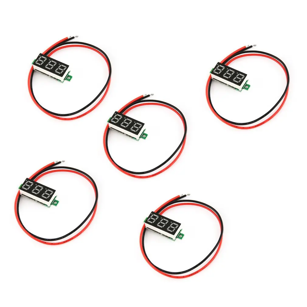 

5PCS 30V 0.28in 2 Wire LED Digital Display for Panel Voltmeter Electric Voltage Meter Volt Tester Car Motorcycle