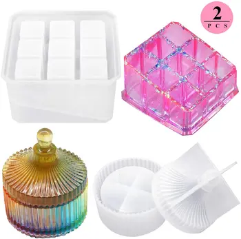 

Box Resin Molds Silicone 9-Slot Epoxy Round Trinket Mold for DIY Craft Casting Painting Jewelry Making Molding Modeling Mould