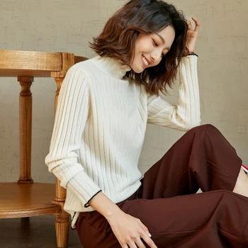 

Autumn and Winter New Women's Cashmere Sweater Middle and high collars Thickening Pullover Size