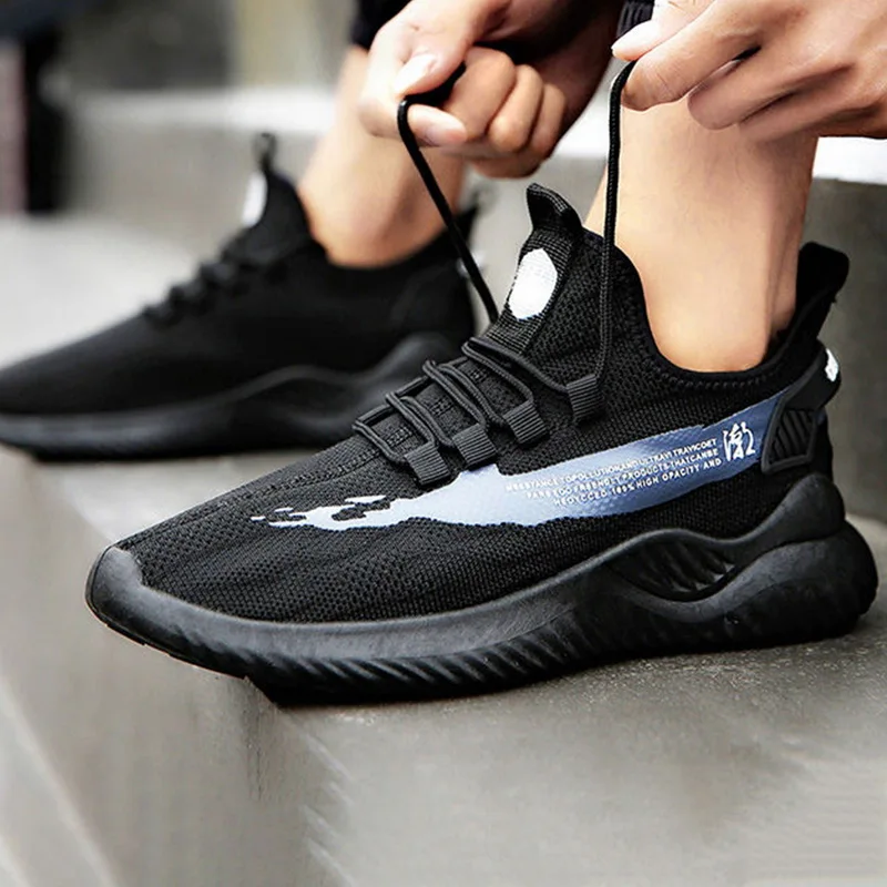 Zapatos informales de moda para hombre, zapatillas de malla transpirable para correr, Tenis ligeros con cordones vulcanizados, zapatillas para caminar - Imagen 4