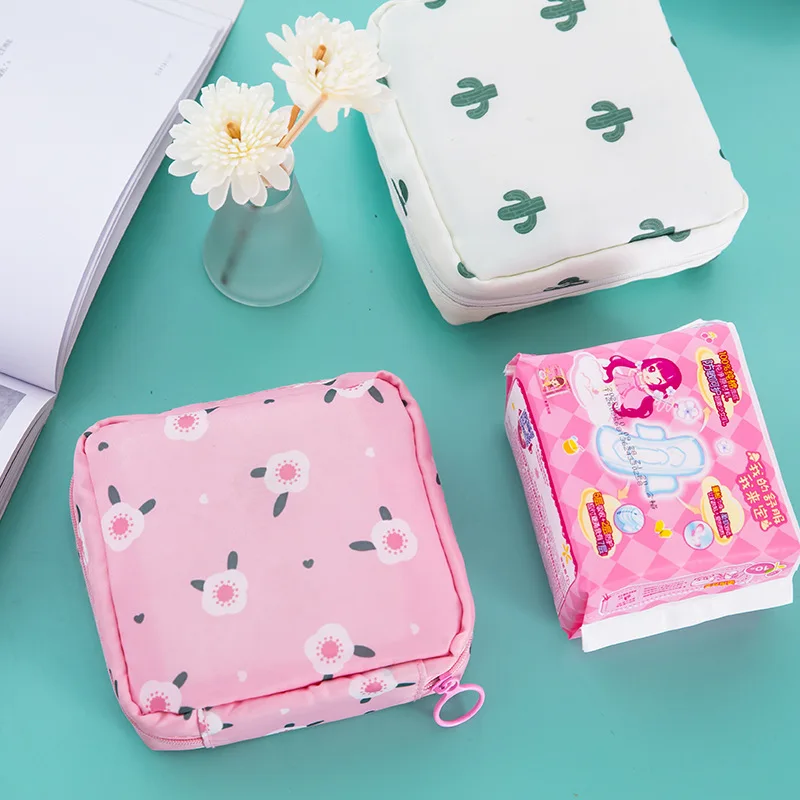 

Women's Sanitary Napkins Cosmetic Bag Napkin Cosmetic Bags Travel Outdoor Girls Tampon Holder Zipper Bag Organizer Makeup Bag