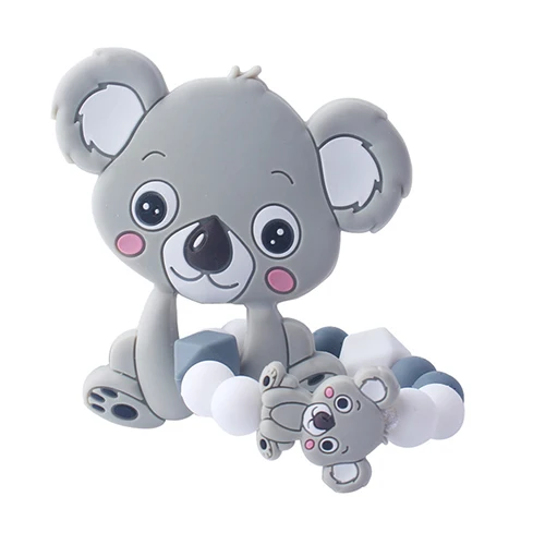 Пищевая силиконовая Прорезыватель DIY цепи соски милый Koala детский спасательный круг Прорезыватель для младенцев силиконовые жевательные Очаровательные Детские Прорезыватели подарок - Цвет: Grey